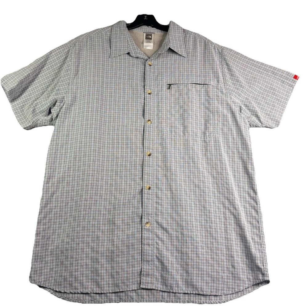 North Face Shirt Mens XL Blue Plaid Button Up Outdoor Casual Streetwear